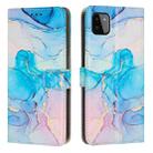 For Samsung Galaxy A22 5G Painted Marble Pattern Leather Phone Case(Pink Green) - 1