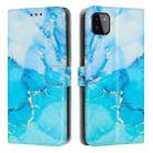 For Samsung Galaxy A22 5G Painted Marble Pattern Leather Phone Case(Blue Green) - 1