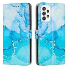 For Samsung Galaxy A52 Painted Marble Pattern Leather Phone Case(Blue Green) - 1