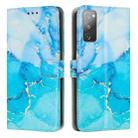 For Samsung Galaxy S20 FE Painted Marble Pattern Leather Phone Case(Blue Green) - 1