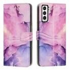 For Samsung Galaxy S21 FE 5G Painted Marble Pattern Leather Phone Case(Purple) - 1