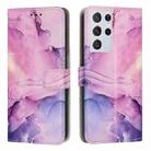 For Samsung Galaxy S21 Ultra 5G Painted Marble Pattern Leather Phone Case(Purple) - 1