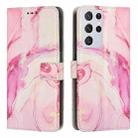 For Samsung Galaxy S21 Ultra 5G Painted Marble Pattern Leather Phone Case(Rose Gold) - 1