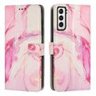 For Samsung Galaxy S22 5G Painted Marble Pattern Leather Phone Case(Rose Gold) - 1