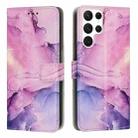 For Samsung Galaxy S22 Ultra 5G Painted Marble Pattern Leather Phone Case(Purple) - 1