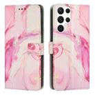 For Samsung Galaxy S22 Ultra 5G Painted Marble Pattern Leather Phone Case(Rose Gold) - 1