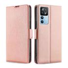 For Xiaomi Redmi K50 Ultra/Xiaomi 12T/Xiaomi 12T Pro Ultra-thin Voltage Side Buckle Horizontal Flip Leather Phone Case(Rose Gold) - 1