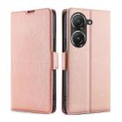 For Asus Zenfone 9 Ultra-thin Voltage Side Buckle Horizontal Flip Leather Phone Case(Rose Gold) - 1