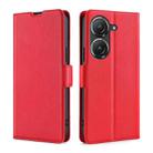 For Asus Zenfone 9 Ultra-thin Voltage Side Buckle Horizontal Flip Leather Phone Case(Red) - 1