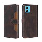 For TCL 305i Skin Feel Magnetic Buckle Leather Phone Case(Brown) - 1