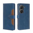 For Asus Zenfone 9 Skin Feel Magnetic Buckle Leather Phone Case(Blue) - 1