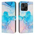 For Xiaomi Redmi 10A/Poco C31/Redmi 9C Painted Marble Pattern Leather Phone Case(Pink Green) - 1
