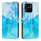 For Xiaomi Redmi 10C 4G Global/Redmi 10 India Painted Marble Pattern Leather Phone Case(Blue Green) - 1