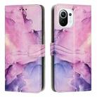 For Xiaomi Mi 11 Lite Painted Marble Pattern Leather Phone Case(Purple) - 1