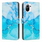 For Xiaomi Mi 11 Lite Painted Marble Pattern Leather Phone Case(Blue Green) - 1