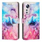 For Xiaomi 12 Lite Painted Marble Pattern Leather Phone Case(Pink Purple) - 1