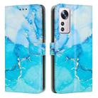 For Xiaomi 12 Lite Painted Marble Pattern Leather Phone Case(Blue Green) - 1