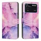 For Xiaomi Poco M4 Pro 4G Painted Marble Pattern Leather Phone Case(Purple) - 1