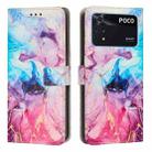 For Xiaomi Poco M4 Pro 4G Painted Marble Pattern Leather Phone Case(Pink Purple) - 1