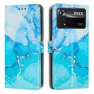 For Xiaomi Poco X4 Pro 5G Painted Marble Pattern Leather Phone Case(Blue Green) - 1