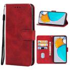 For Motorola Moto E22s Leather Phone Case(Red) - 1