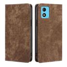 For TCL 305i RFID Anti-theft Brush Magnetic Leather Phone Case(Brown) - 1