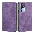 For Xiaomi Redmi K50 Ultra/Xiaomi 12T/Xiaomi 12T Pro RFID Anti-theft Brush Magnetic Leather Phone Case(Purple) - 1