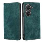 For Asus Zenfone 9 RFID Anti-theft Brush Magnetic Leather Phone Case(Green) - 1