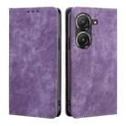 For Asus Zenfone 9 RFID Anti-theft Brush Magnetic Leather Phone Case(Purple) - 1