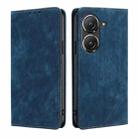 For Asus Zenfone 9 RFID Anti-theft Brush Magnetic Leather Phone Case(Blue) - 1