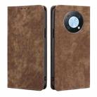 For Huawei nova Y90 4G RFID Anti-theft Brush Magnetic Leather Phone Case(Brown) - 1