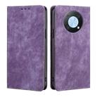 For Huawei nova Y90 4G RFID Anti-theft Brush Magnetic Leather Phone Case(Purple) - 1