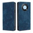 For Huawei nova Y90 4G RFID Anti-theft Brush Magnetic Leather Phone Case(Blue) - 1