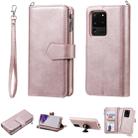 For Galaxy S20 Ultra 2 in 1 Solid Color Zipper Shockproof Protective Case with Card Slots & Bracket & Photo Holder & Wallet Function(Rose Gold) - 1