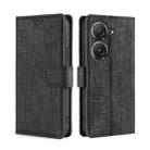 For Asus Zenfone 9 Skin Feel Crocodile Magnetic Clasp Leather Phone Case(Black) - 1