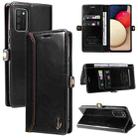 For Samsung Galaxy A02s 166mm GQUTROBE RFID Blocking Oil Wax Leather Phone Case(Black) - 1