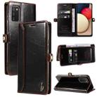 For Samsung Galaxy A02s 166mm GQUTROBE RFID Blocking Oil Wax Leather Phone Case(Brown) - 1