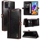 For Samsung Galaxy A21s GQUTROBE RFID Blocking Oil Wax Leather Phone Case(Brown) - 1