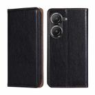 For Asus Zenfone 9 Gloss Oil Solid Color Magnetic Leather Phone Case(Black) - 1