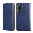 For Asus Zenfone 9 Gloss Oil Solid Color Magnetic Leather Phone Case(Blue) - 1