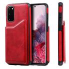 For Galaxy S20 Calf Texture Horizontal Flip Leather Case with Holder & Card Slots & Frame(Red) - 1