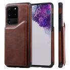 For Galaxy S20 Ultra Calf Texture Horizontal Flip Leather Case with Holder & Card Slots & Frame(Coffee) - 1