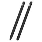 3 in 1 Striped Liquid Silicone Stylus Case with Two Tip Caps For Apple Pencil 1(Black) - 1