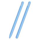 3 in 1 Striped Liquid Silicone Stylus Case with Two Tip Caps For Apple Pencil 1(Sky Blue) - 1