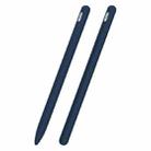 3 in 1 Striped Liquid Silicone Stylus Case with Two Tip Caps For Apple Pencil 1(Midnight Blue) - 1