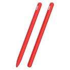 3 in 1 Striped Liquid Silicone Stylus Case with Two Tip Caps For Apple Pencil 1(Red) - 1