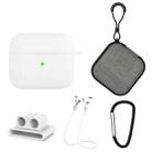 5 in 1 Silicone Earphone Protective Case + Earphone Bag + Earphones Buckle + Hook + Anti-lost Rope Set For AirPods 3(White) - 1