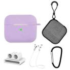 5 in 1 Silicone Earphone Protective Case + Earphone Bag + Earphones Buckle + Hook + Anti-lost Rope Set For AirPods 3(Purple) - 1