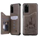 For Galaxy S20 Skull Embossing Pattern Shockproof Protective Case with Card Slots & Photo Frame(Grey) - 1