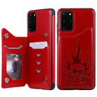 For Galaxy S20 Plus Skull Embossing Pattern Shockproof Protective Case with Card Slots & Photo Frame(Red) - 1